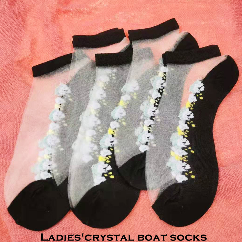 Socks women's short socks shallow side spring/summer boat socks thin crystal cotton bottom glass stockings thumbnail