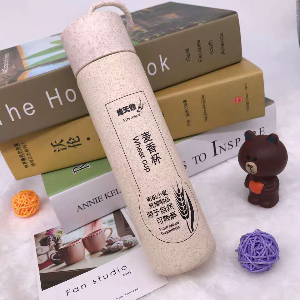Korean version casual cup, new natural orange stem wheat-scented cup, creative laminated glass cup, advertising gift cup, custom logo Application Scenario