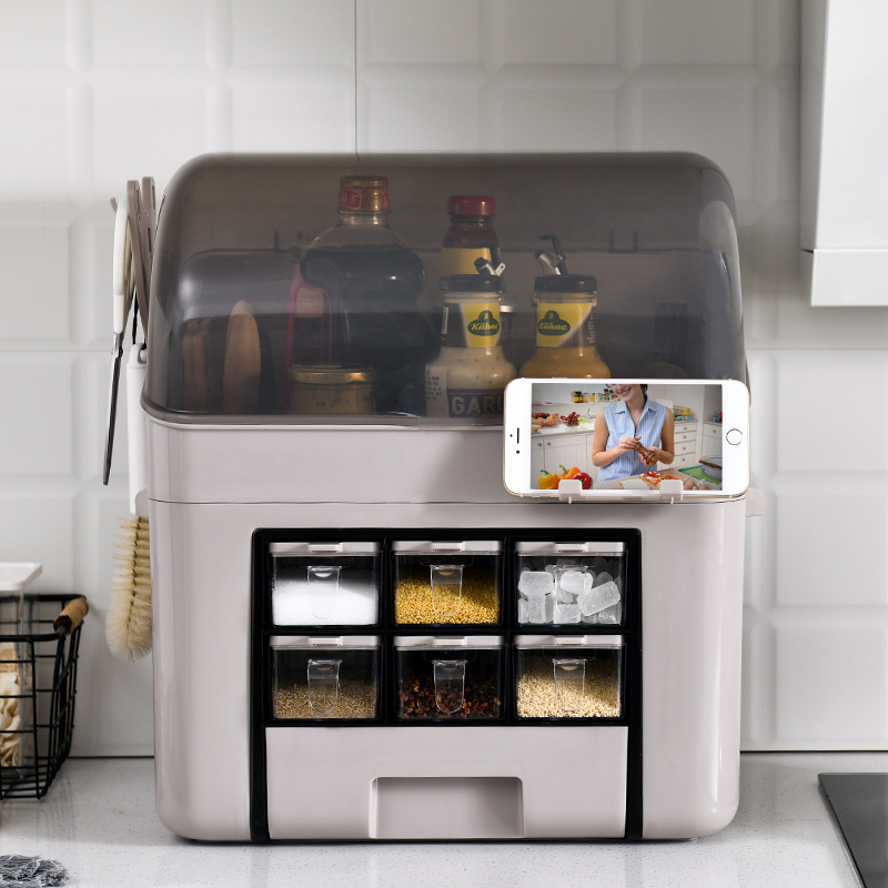 防尘刀具架刀架多功能厨房刀具收纳架套装组合大容量调味盒置物架