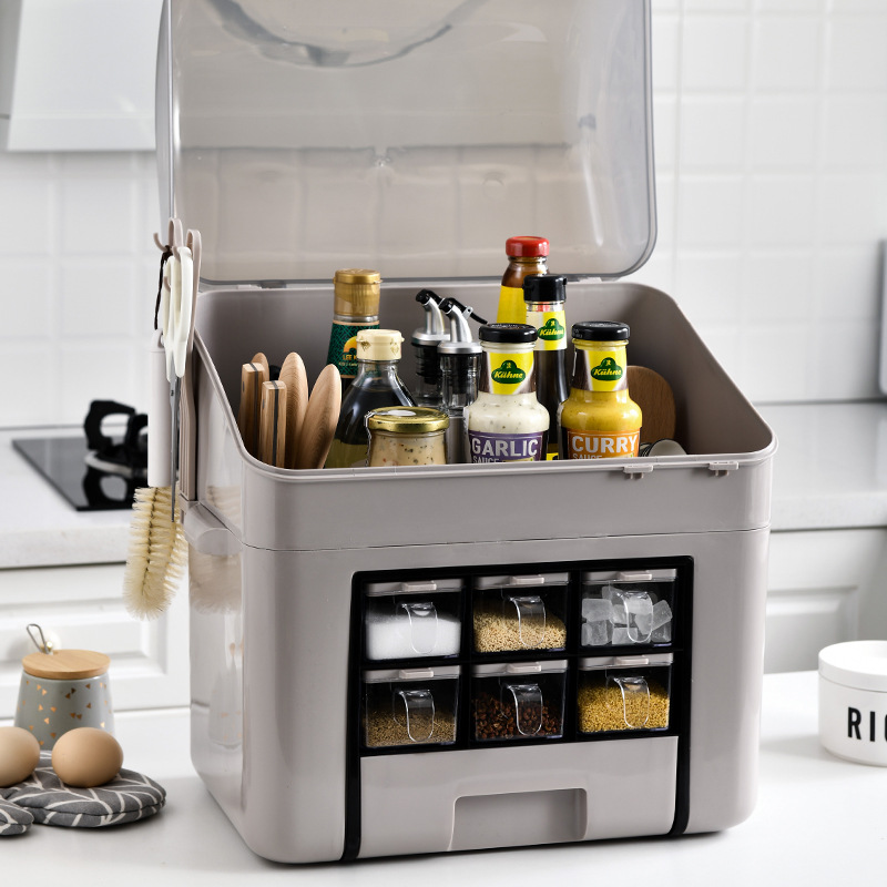 防尘刀具架刀架多功能厨房刀具收纳架套装组合大容量调味盒置物架细节图