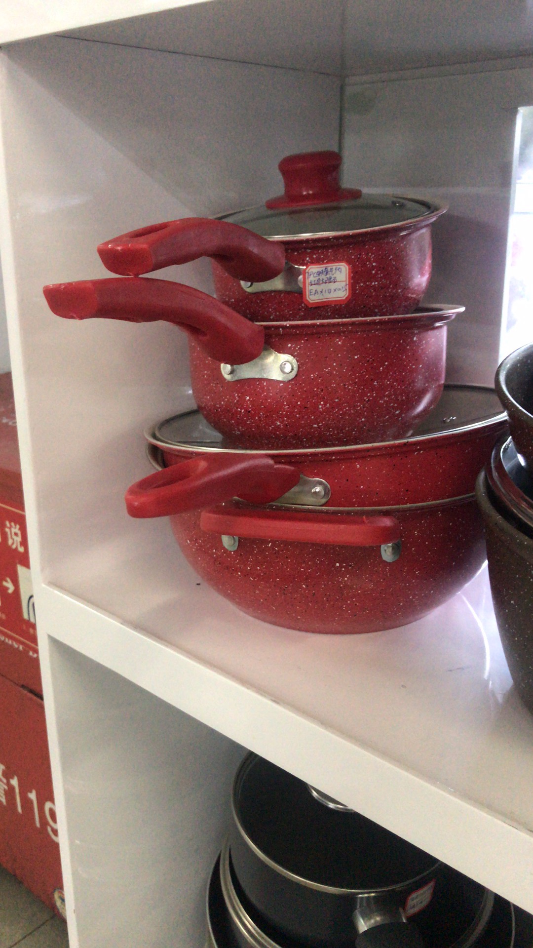 7PC iron pot with marble
