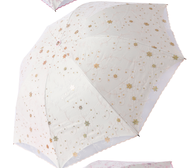 雨伞洋伞晴雨两用双层纱高级刺绣带亮片洋伞出口俄罗斯外贸细节图