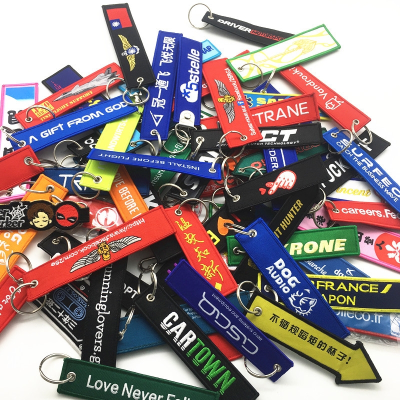 Embroidered text keychain pendant Item Picture