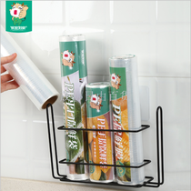 Kitchen plastic film storage rack iron refrigerator side wall hanging rack toilet paper towel rack without punching paper towel rack roll paper rack