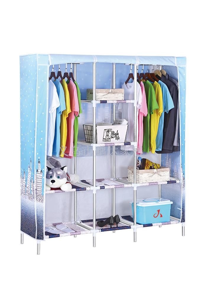 2019新款韩版大号加固衣柜25CM加粗钢管架衣橱简易桃皮绒布衣柜