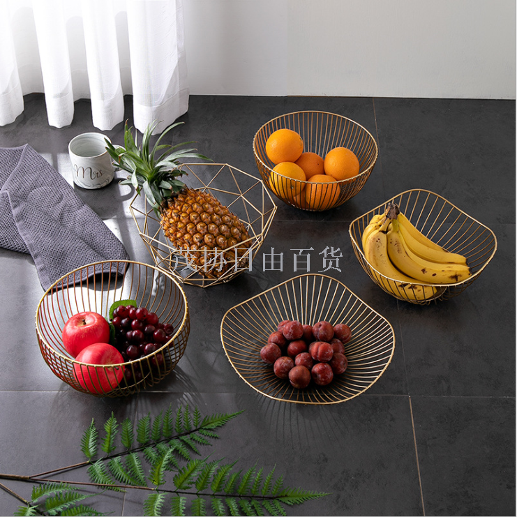 Ironwork fruit plate, creative European-style dried fruit, living room home storage basket, Nordic fruit basket, Amazon fruit plate, fruit blue Item Picture