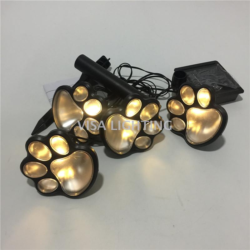 led太阳能可爱狗爪插地灯户外草坪灯4只LED熊爪太阳能景光灯白底实物图