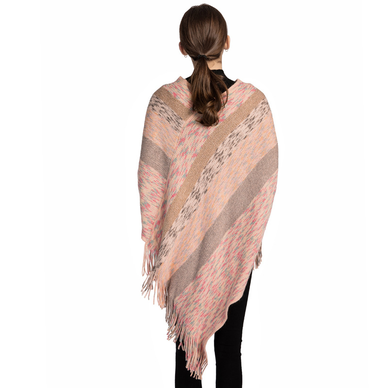 Autumn And Winter New Color Silk Stripe Knitwear Manufacturers Direct Foreign Trade Spot Acrylic Mantle Female Poncho Item Picture
