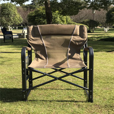 新款欧美版户外休闲折叠椅豪华加大码导演椅侧桌板舒适透气沙滩椅