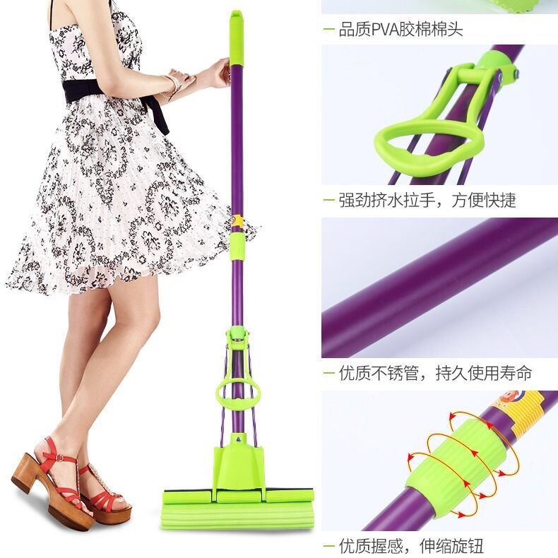 星靓洁，好太太海棉拖把免手洗家用办公室滚轮式挤水，吸水海棉。产品图