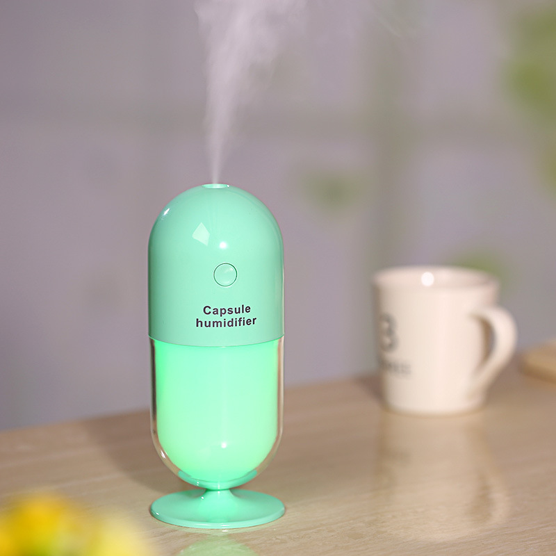 Creative car capsule humidifier colorful night light mini office usb air purifier water replenisher full figure
