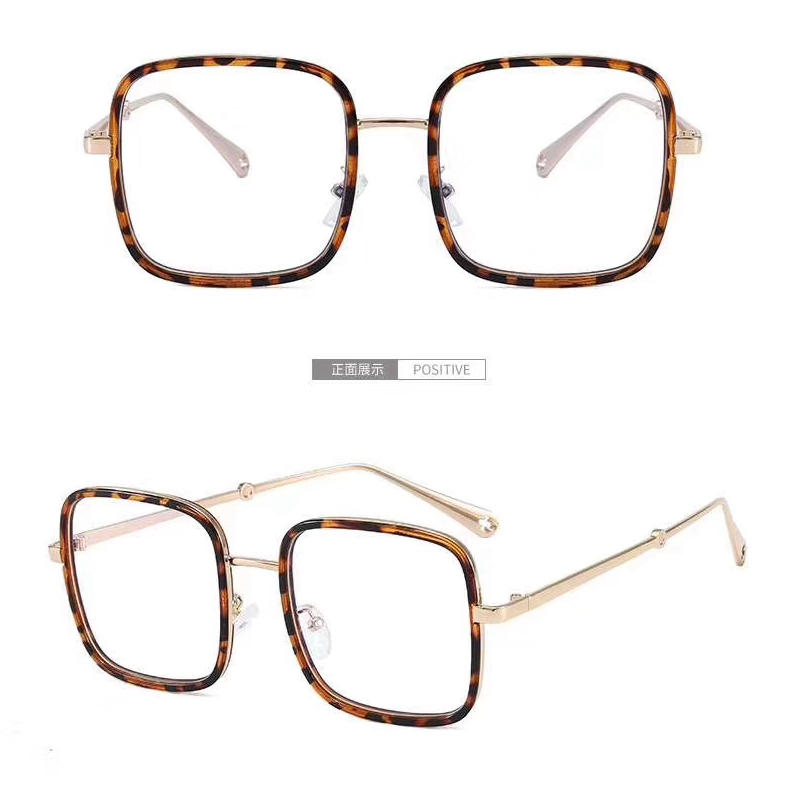 Recommended on Xiaohongshu for the 2020 new popular flat light glasses. Trendy Korean-style myopia glasses with large frames for slimming Specification image