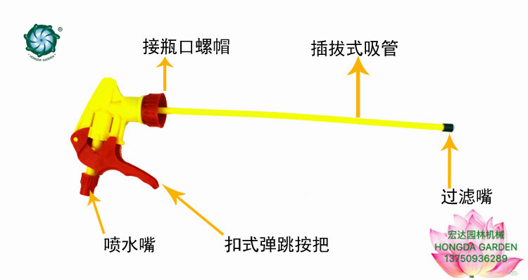加厚喷雾器喷头压力浇花清洁可乐瓶手压喷雾喷水喷杀壶D型喷头细节图