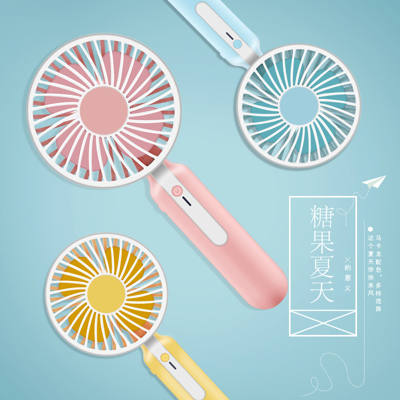 Creative Q8 Handheld fan Macaron USB Convenient portable phone stand Strong wind super quiet mini fan