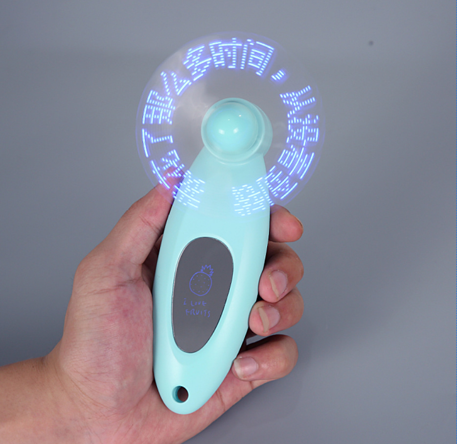 LED镜子闪字风扇 USB闪字风扇 英文闪字风扇 促销礼品LED手持闪字