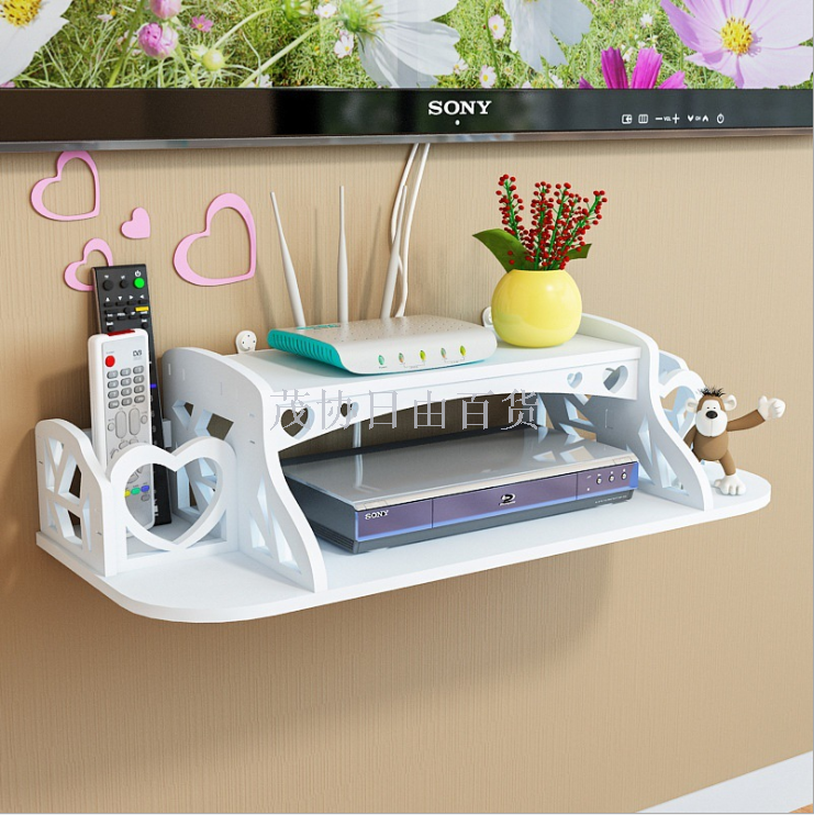 Wall shelf hole-free wall-mounted shelf storage box Router wifi cable set top box