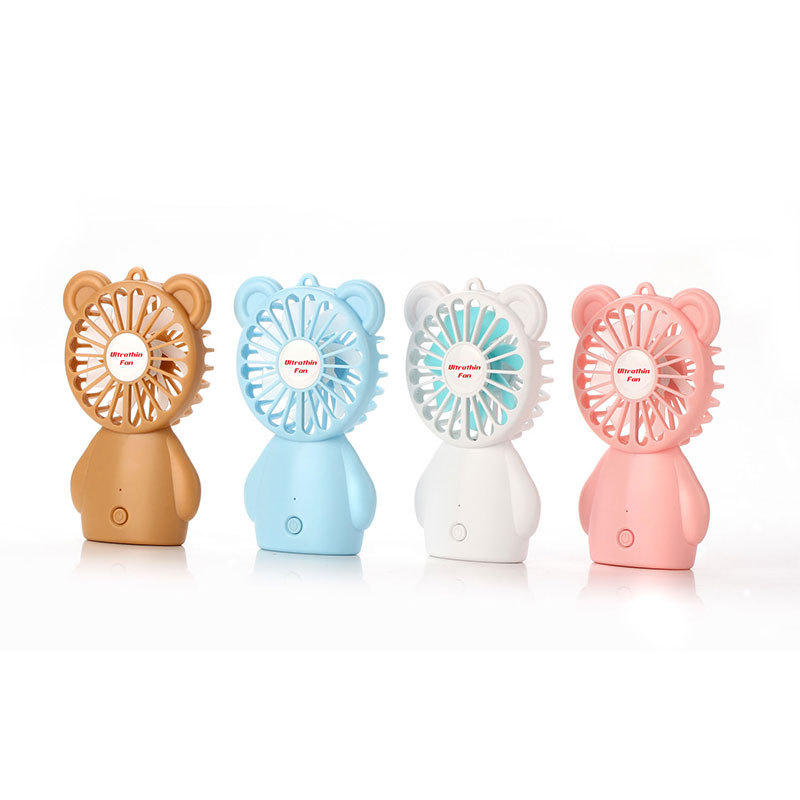 卡通602聪明熊超薄风扇 USB锂电池大风力静音迷你手持便携小风扇
