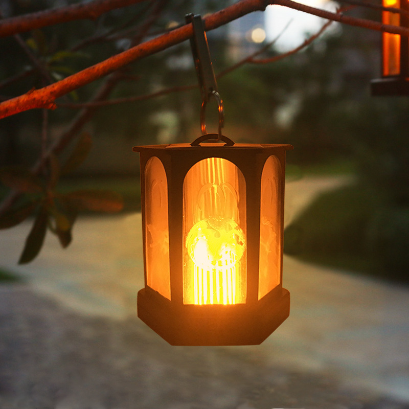 新款太阳能六角火焰灯 96LED 户外庭院火焰挂灯 柱头灯景观壁灯