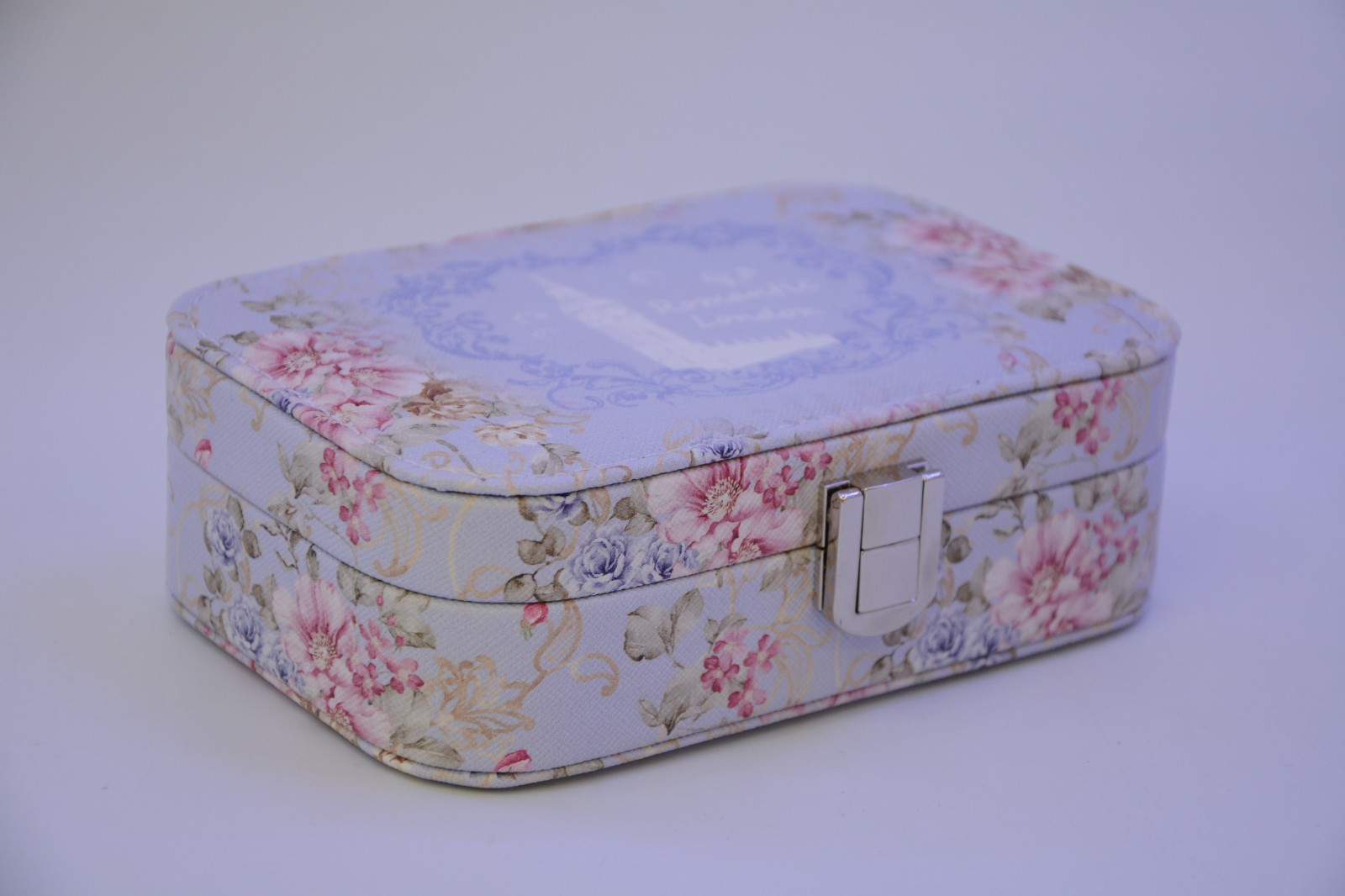 Western style small portable earring box stud box PU flannelette jewelry box