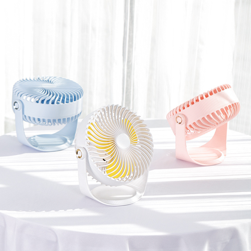 New seven-inch stripe fan USB rechargeable 360 degree rotating desktop fan Gift custom mute wind