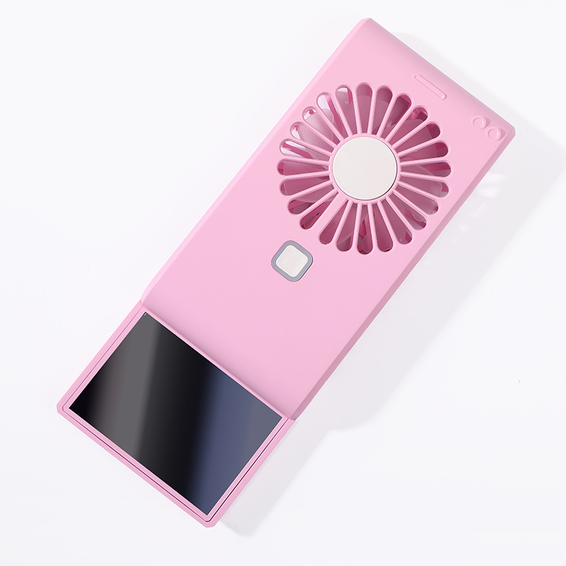 2020 New mini USB fan slide cover hidden mirror fan rechargeable light portable small fan Item Picture