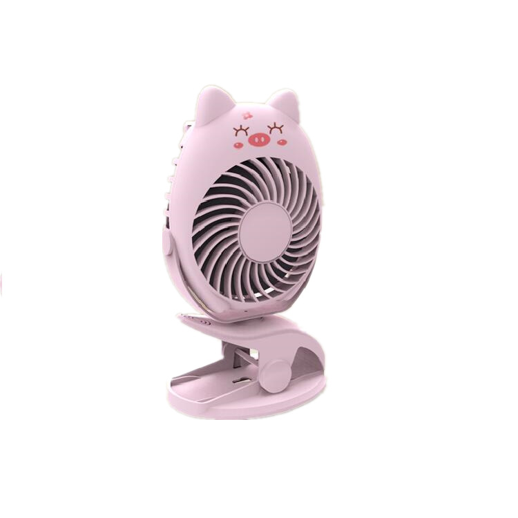 Creative cartoon USB charging three-gear small fan with light portable mini clip student fan Specification drawing