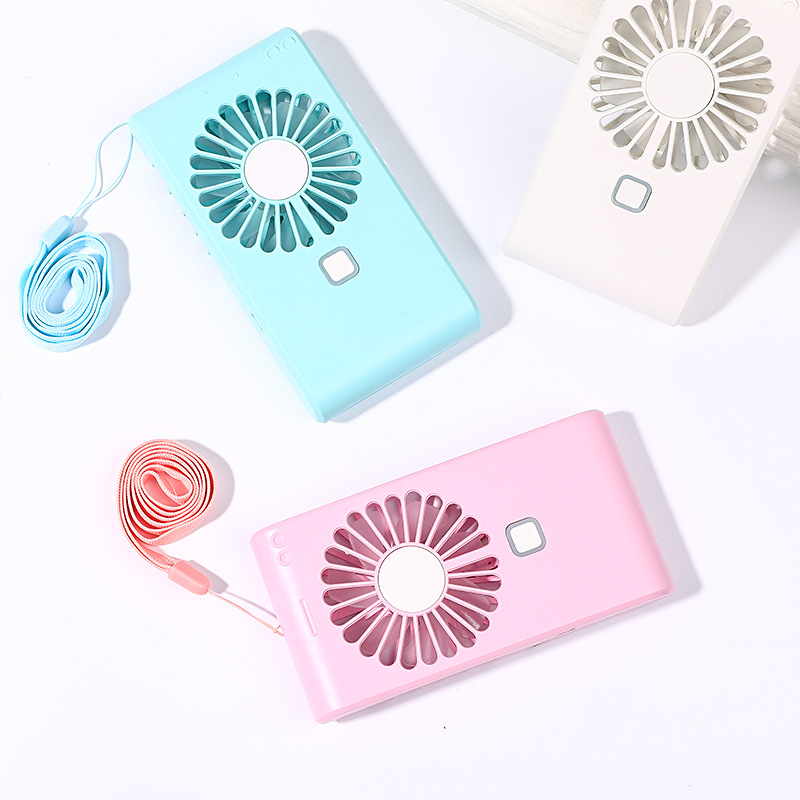 2020 New mini USB fan slide cover hidden mirror fan rechargeable light portable small fan full figure