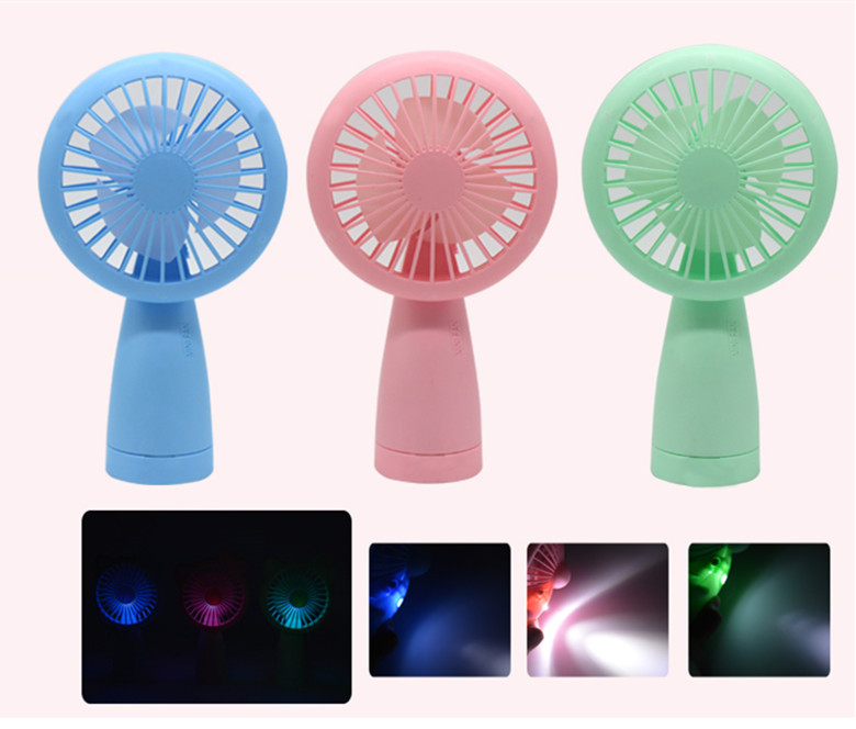 Creative Rabbit USB Rechargeable fan with seven colored lights with flashlight portable handheld desktop fan