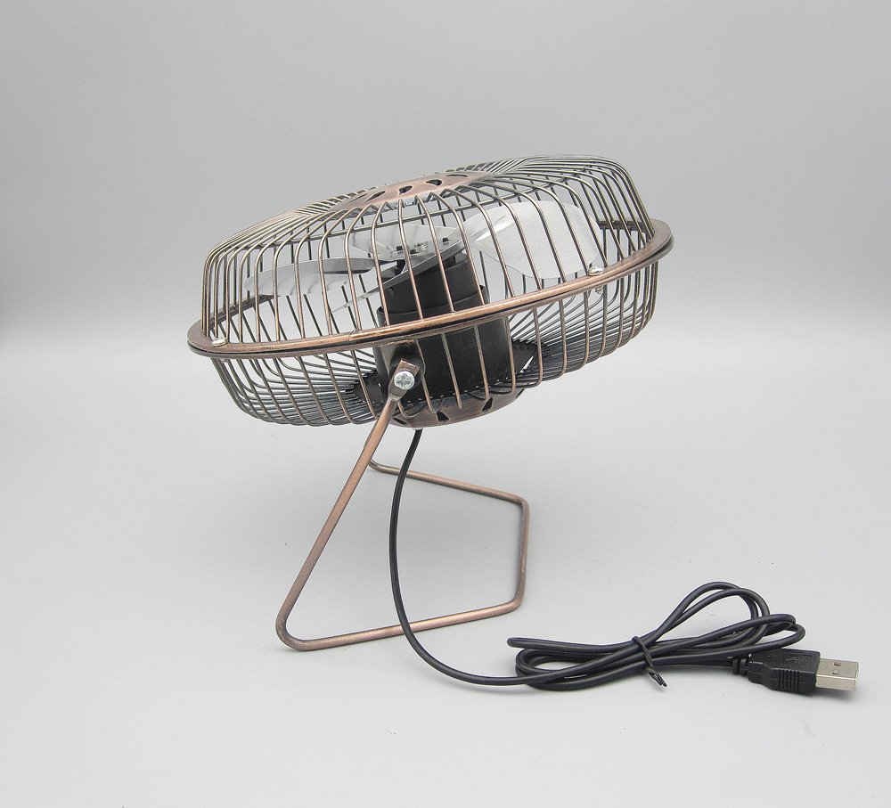 USB mini fan 6in Iron Art computer desktop fan European and American retro portable safety student fan wholesale