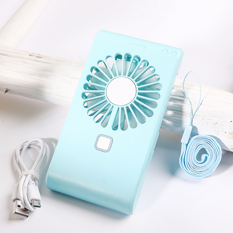 2020 New mini USB fan slide cover hidden mirror fan rechargeable light portable small fan details Picture