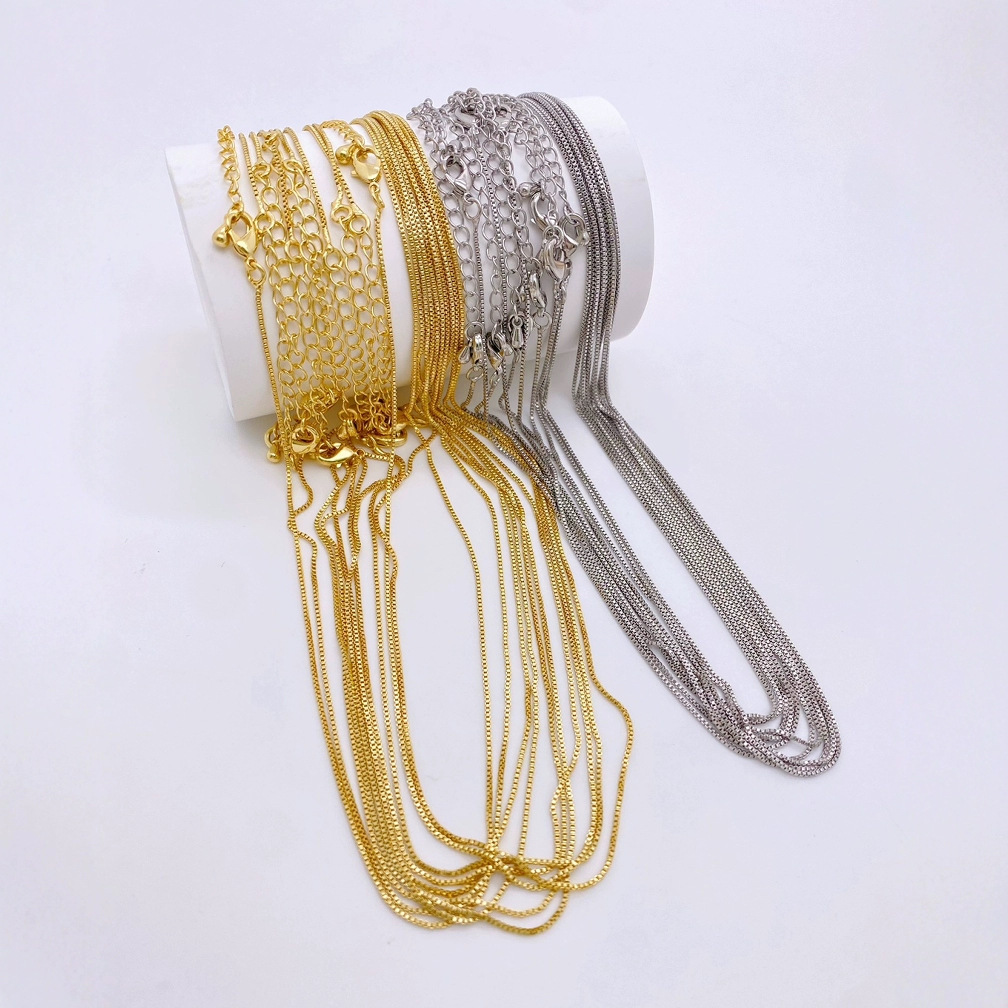 Box chain, real gold electroplated color-preserving diy jewelry chain, versatile for commuting, in stock, factory wholesale full figure