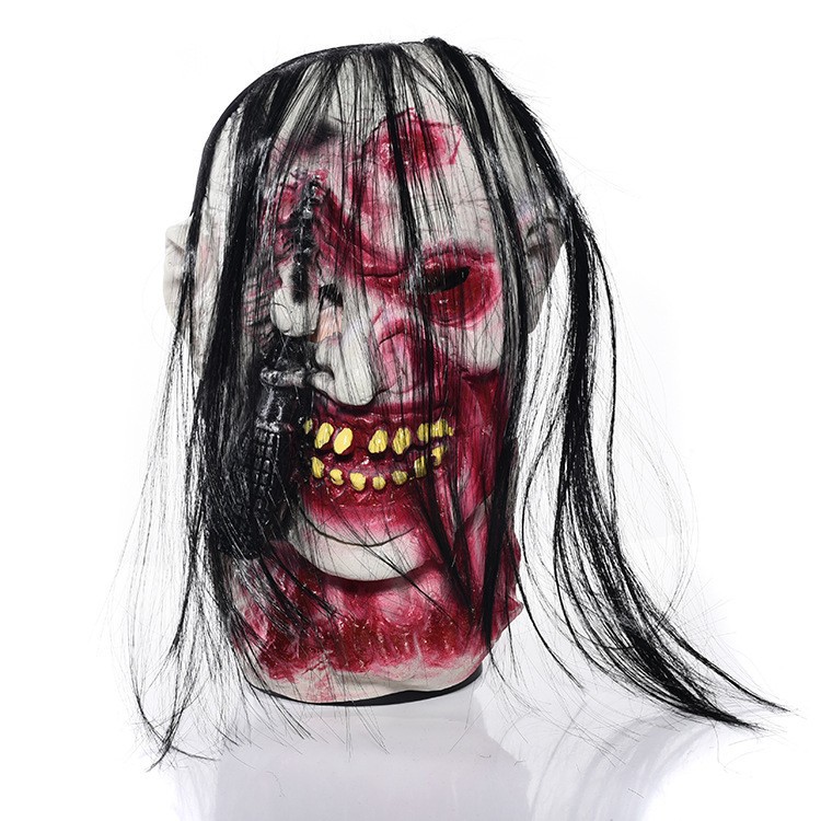 Wholesale of Halloween masquerade ball masks, terrifying long-necked ghost faces, latex headgear, prank zombie demon masks Specification image