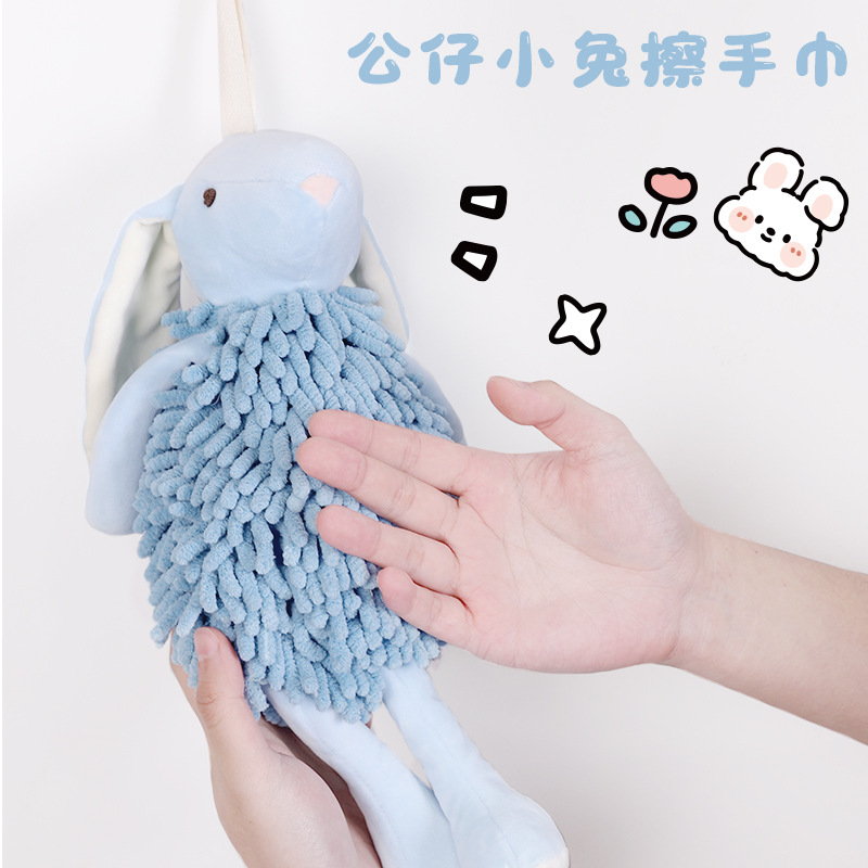Wholesale of cartoon little rabbit Chenille hand towels, multi-functional animal creative rabbit hand towels and plush toys