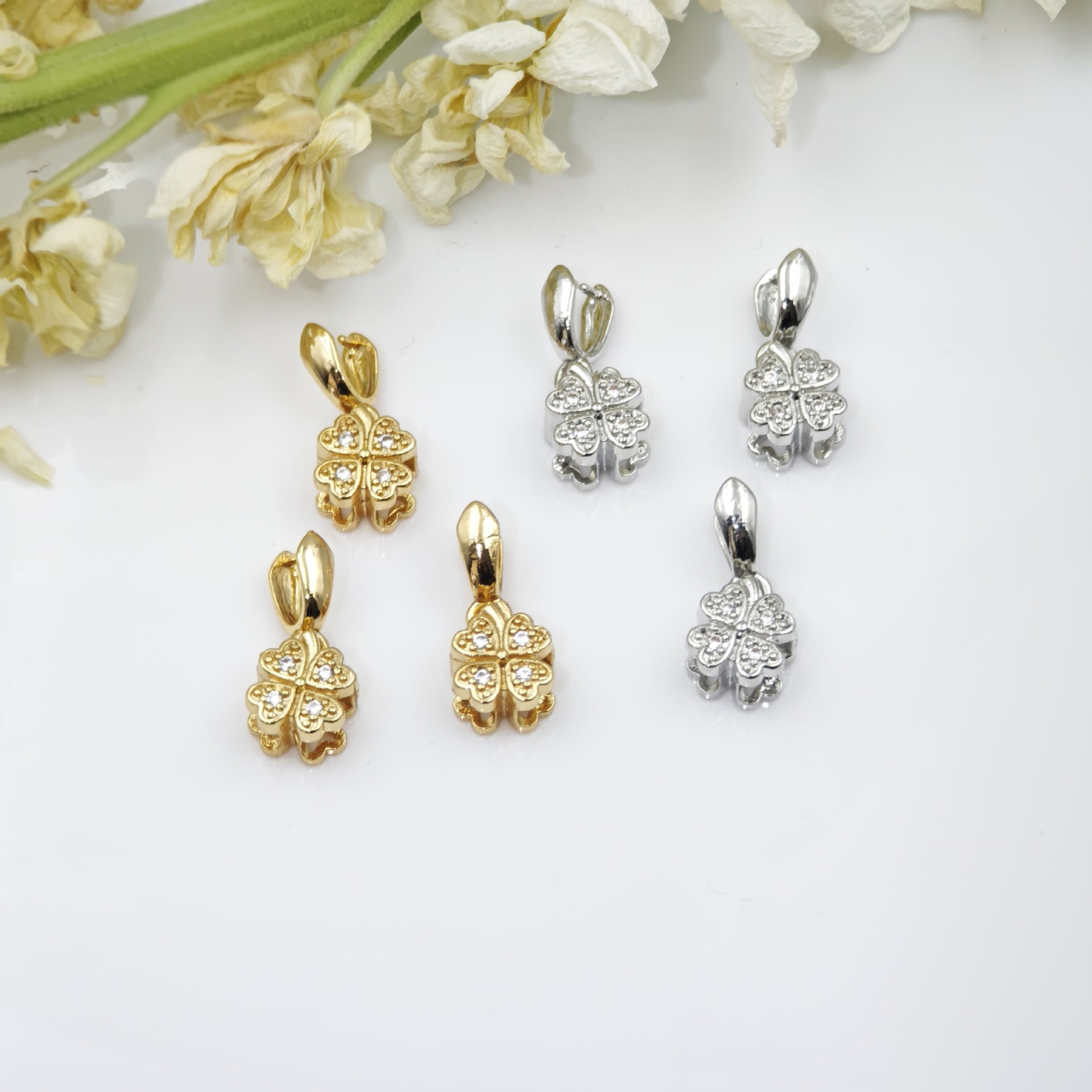 18k gold-plated micro-inlaid zircon diamond sunflower seed pendant, pendant head, jade clip, pendant head, diy jewelry accessory, jade clip, button Specification image