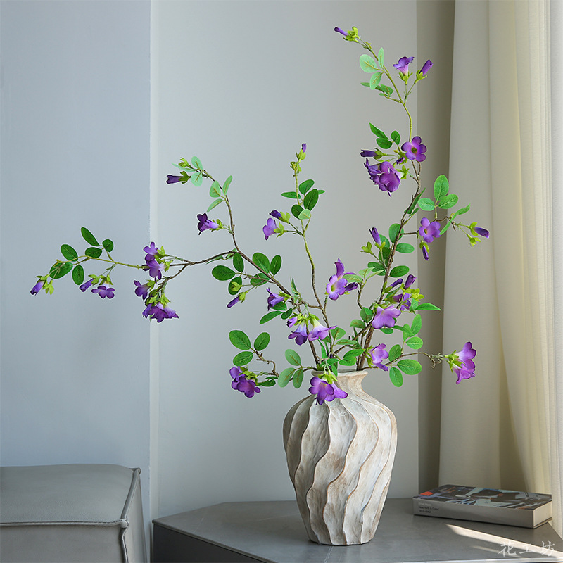 Artificial single-stem morning glories, Chinese-style living room, dining table, entrance hall decorative items, artificial flower window background, flower bouquet arrangement Specification image