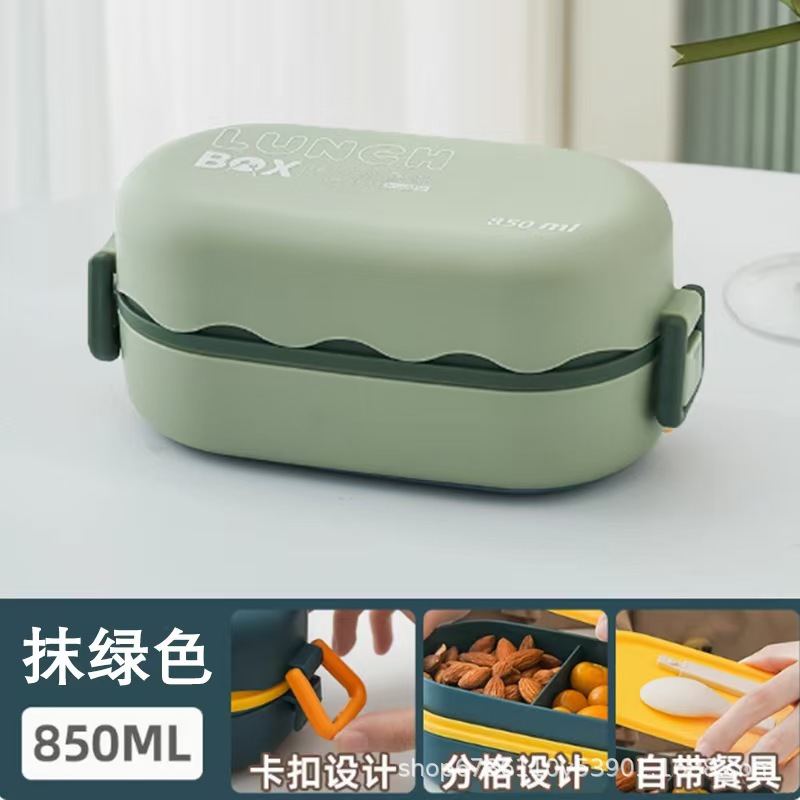 European-style double-layer plastic children's tableware, office worker and student lunch boxes, Japanese microwave oven bento boxes, pp plastic pies Application Scenario
