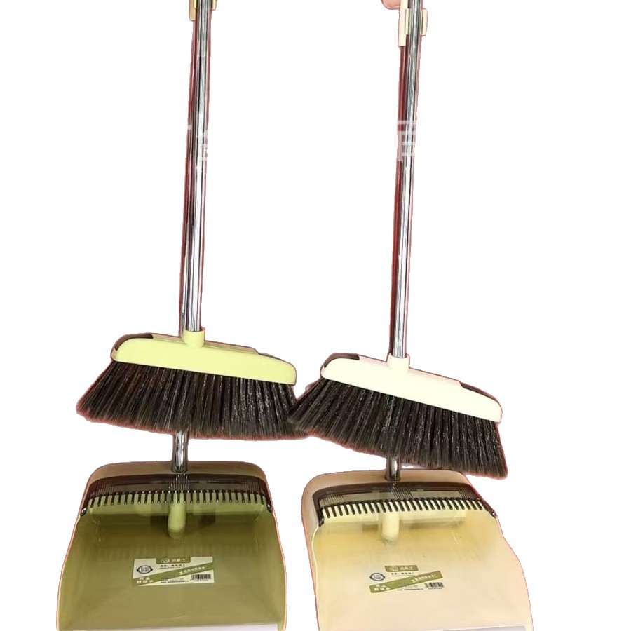 Plastic broom, stainless steel handle, soft-bristled broom, dustpan set, floor broom cover for floor cleaning Item Picture