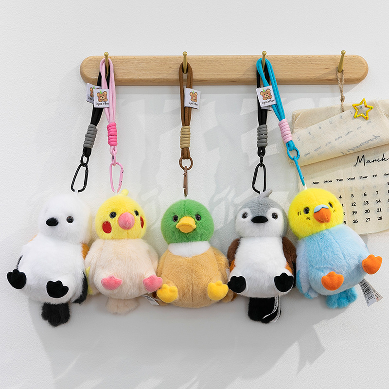 Cross-border wholesale of simulated bird and parrot plush toys, sparrow palm treasures, children's dolls, ground promotion, mallard pendants details Picture
