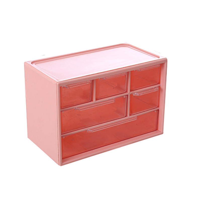 New type of storage box, table six-box jewelry storage box, student dormitory drawer-style living room compartmentalized small storage box Item Picture
