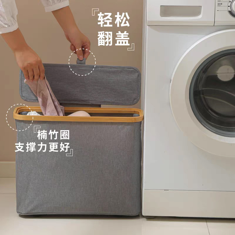 舒十竹制布艺卫生间纸巾收纳筐可折叠带盖卷纸收纳篓杂物篮牛津布细节图
