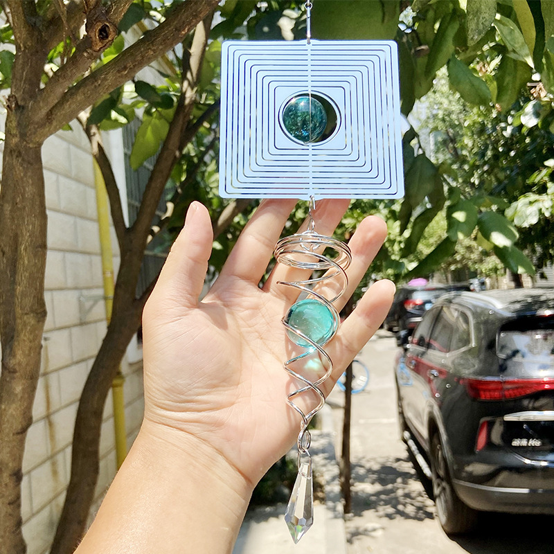 DIY动态风铃金属片立体风转装饰挂件 外贸工艺品 3D wind spinner细节图