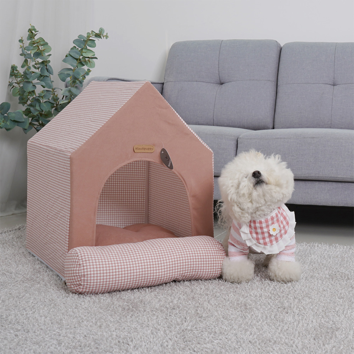 The checkered detachable dog house, suitable for all seasons, large space, breathable, teddy dog bed, fully enclosed pet tent Specification image