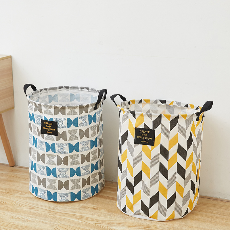 Home fabric dirty clothes basket, dirty clothes basket, folding toys, clothes storage basket for dirty clothes, storage bucket, laundry basket. The size of this linked dirty clothes basket is: diameter 35* height 45cm Specification image