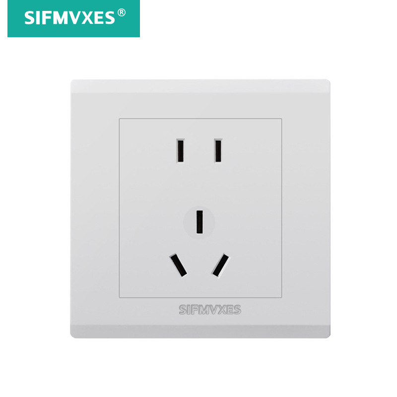 博德纯白家装86型暗装墙壁开关插座面板电源插座厂家批发一开五孔