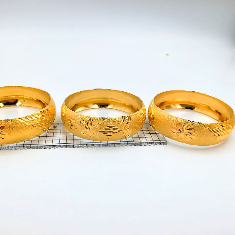 Sand gold bracelet, 24K real gold plated with brass, closed mouth batch bracelet, imitation gold wedding jewelry for brides and brides wholesale details Picture