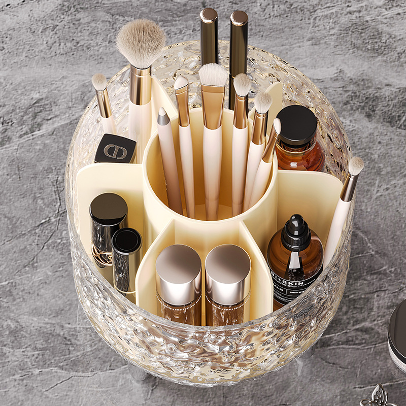 Cosmetics storage box, rotating dust-proof makeup brush storage cylinder, dressing table, desktop pen bucket, lipstick and eyeshadow shelf Specification image