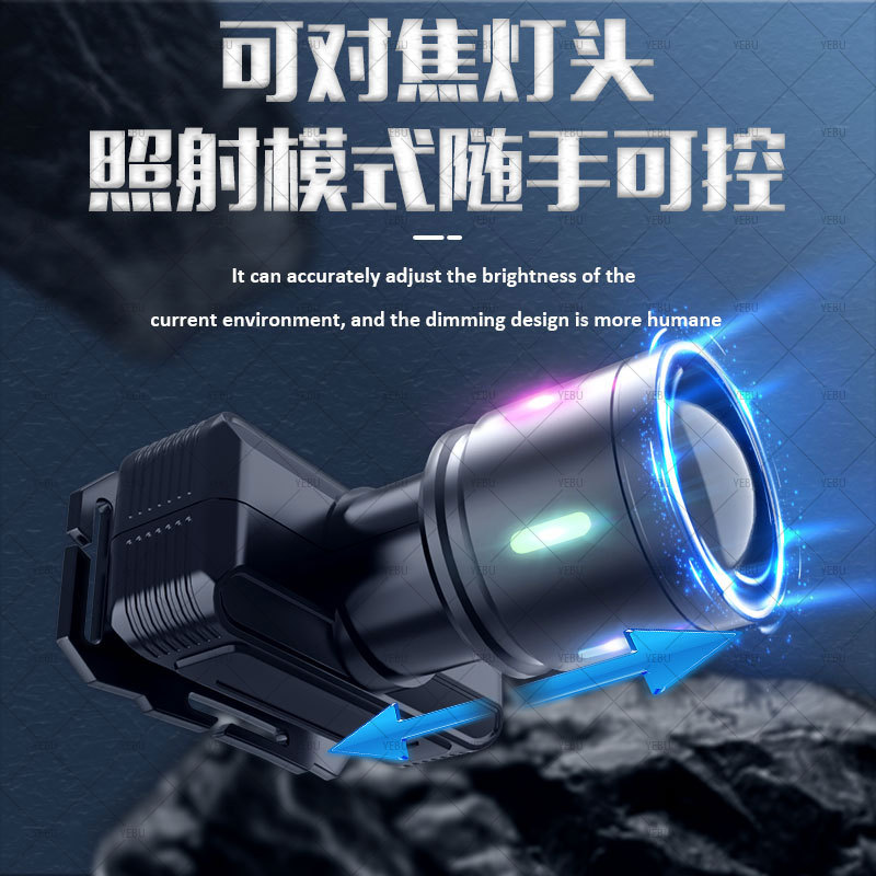 Cross-border fluorescent sensor headlamp, multi-functional white laser ultra-bright head-mounted work miner's lamp, outdoor mountain climbing and fishing lamp Specification image