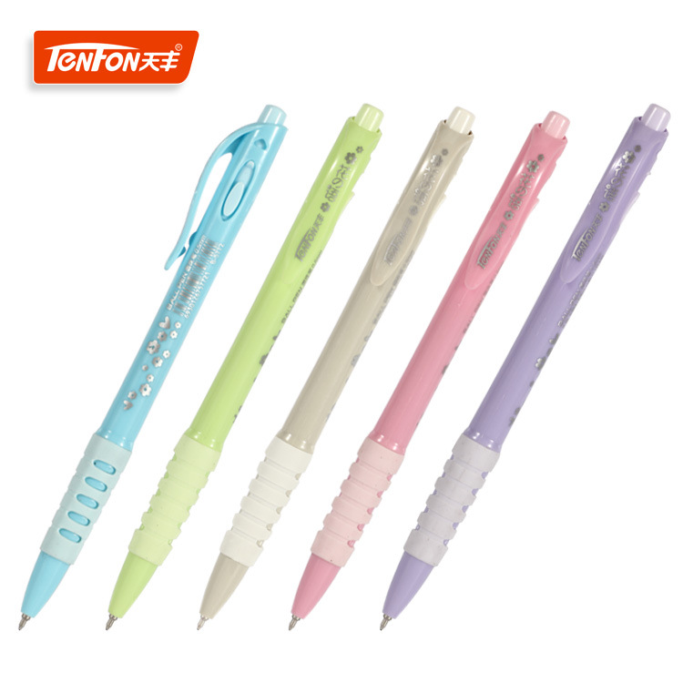 Flower Language Cartoon Ballpoint Pen Side Jump Simple 5772 Ballpoint pen Press plastic pen easy to write smoothly full figure