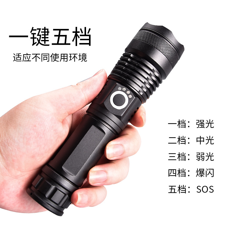 New cross-border flashlight usb charging, strong light long-range outdoor led searchlight, aluminum alloy flashlight Application Scenario
