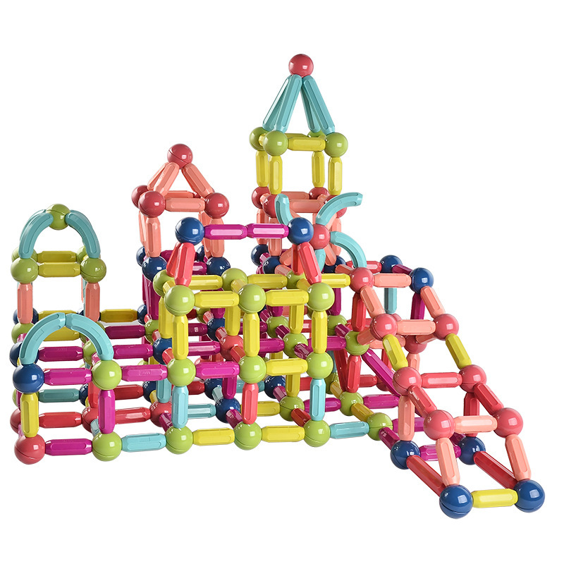 Wholesale of versatile magnetic rods, magnetic balls, loose pieces, children's early education large particle intelligence building block toys Item Picture